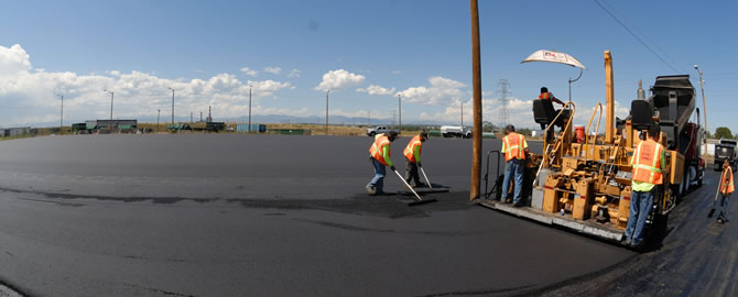 Paving an industrial parking lot